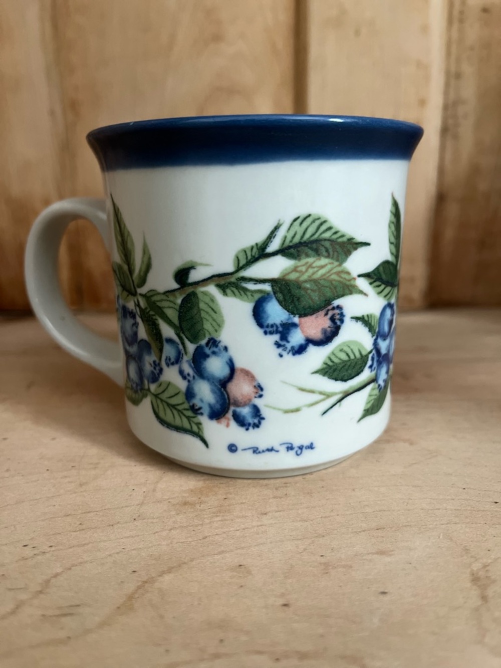 Vintage Otagiri Blueberry Mug Signed Ruth Pengal Hand Painted Japan